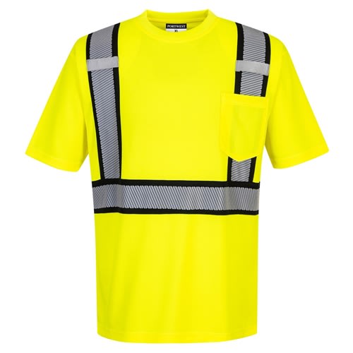 Portwest Detroit Short Sleeve Hi-Vis Yellow/Black Shirt