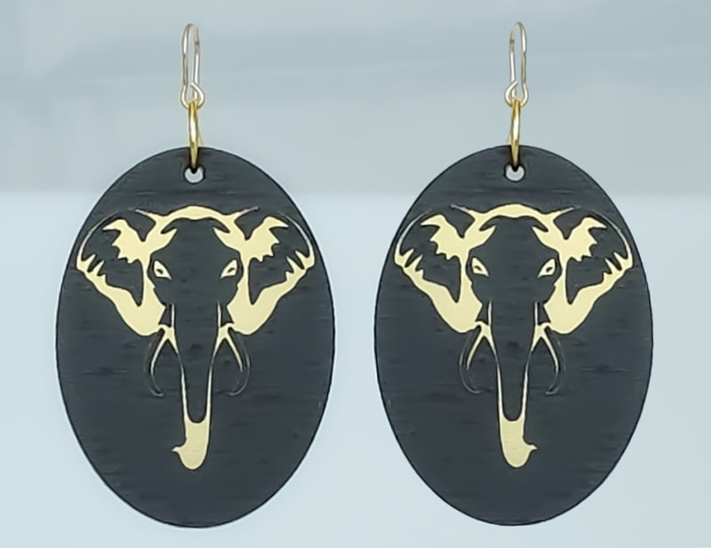 18g Earrings - Gold Acrylic - Elephant