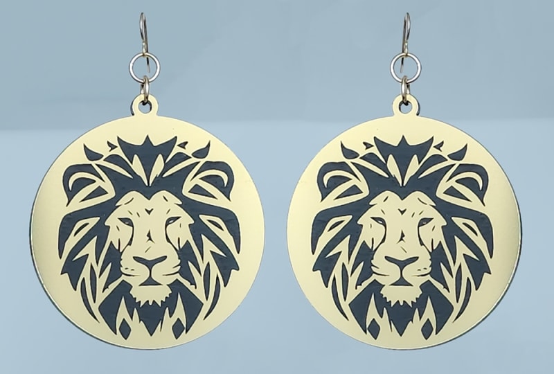 18g Earrings - Gold Acrylic - Lion Inverse