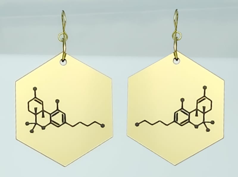 18g Earrings - Gold Acrylic - Molecule