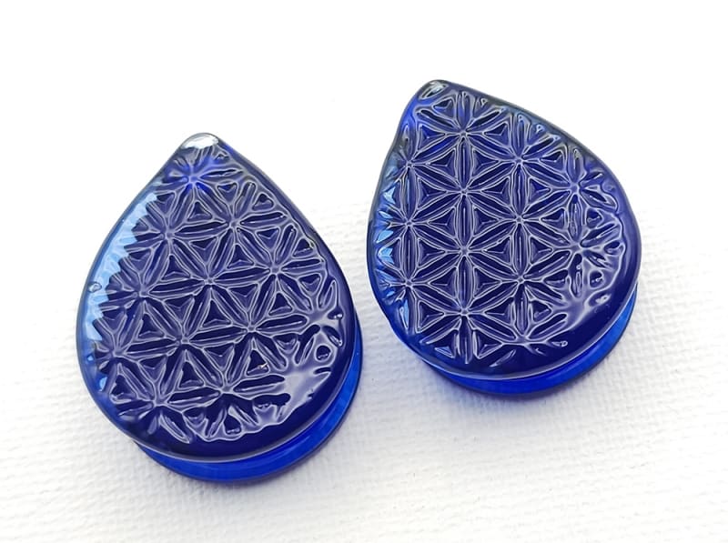 25.4mm - Cobalt Flower of Life Teardrops