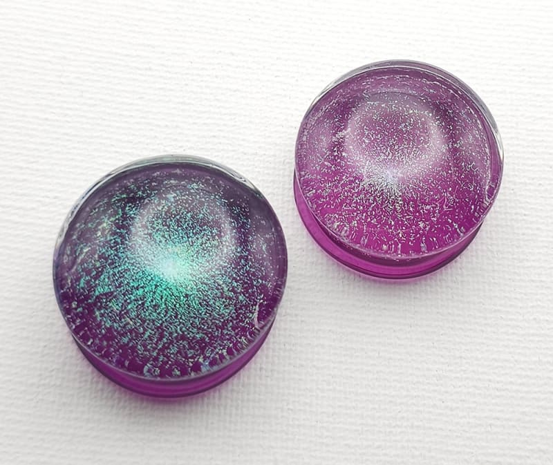 25.4mm - Green Galaxy on Amethyst - Double Flare