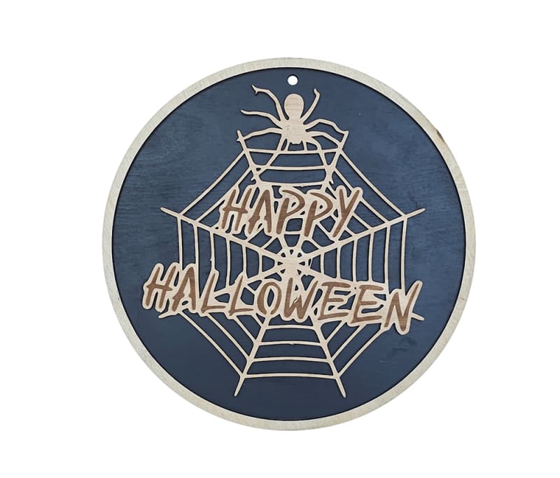 Signs - Round Happy Halloween Black and Birch Reverse