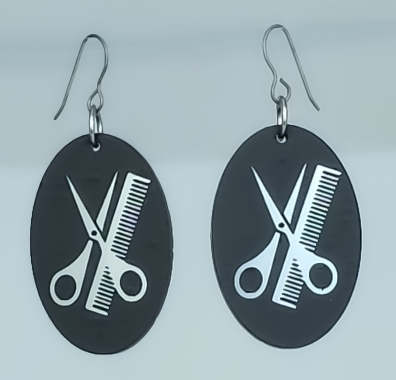 18g Earrings - Silver Acrylic - Barber