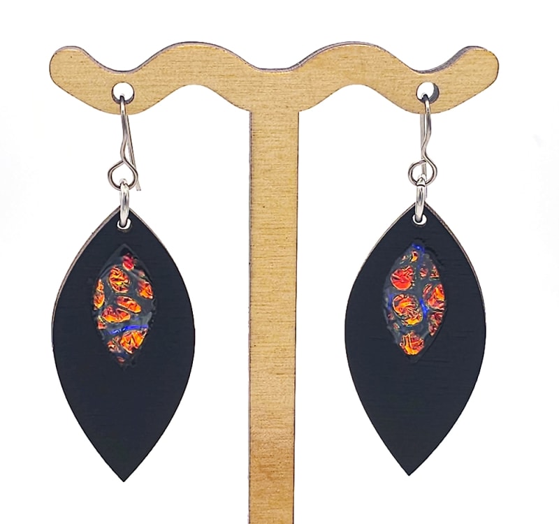 18g Earrings - Sunset Blues Dichro Inlay Sunset Blues - Black
