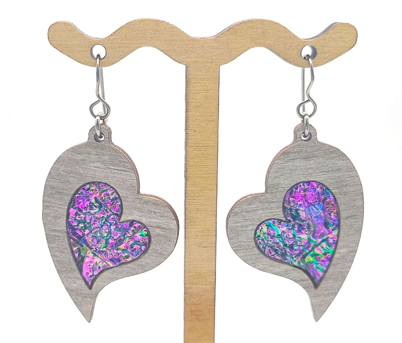 18g Earrings - Celestial Pink Dichro Inlay - Dovetale