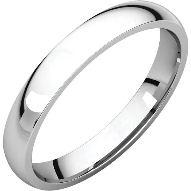 A 3mm thin comfort wedding band in 14k gold.
