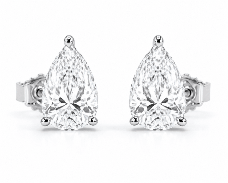 2 carat total weight pear-shaped lab-grown diamond stud earrings in 14K white gold 2 carat total weight pear-shaped lab-grown diamond stud earrings in 14K white gold