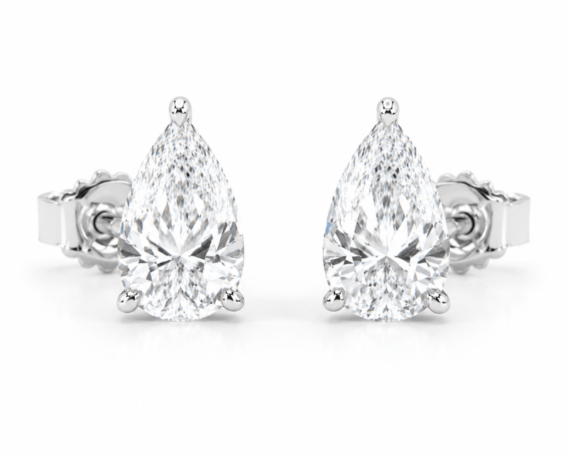 3 carat total weight pear-shaped lab-grown diamond stud earrings in 14K white gold