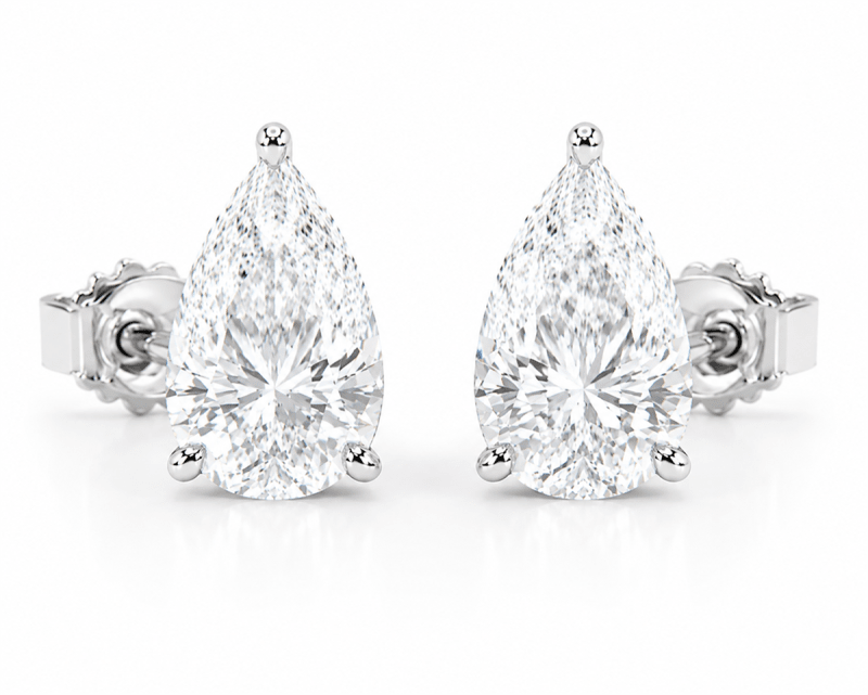 5 carat total weight pear-shaped lab-grown diamond stud earrings in 14K white gold