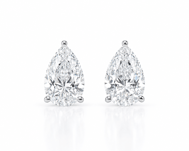 6 carat total weight pear-shaped lab-grown diamond stud earrings in 14K white gold