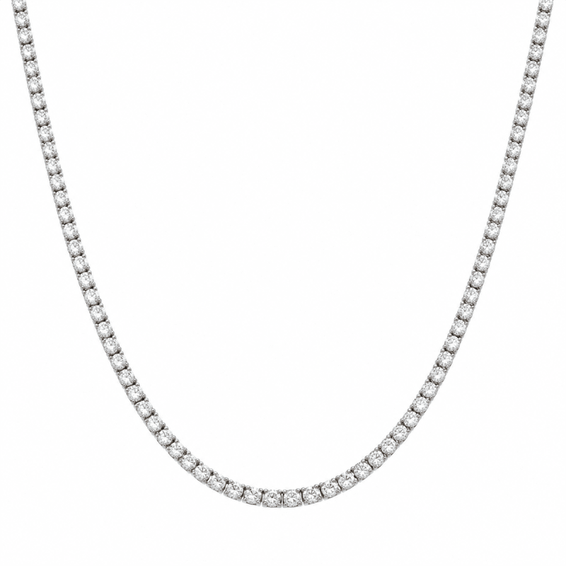 3 carat natural diamond tennis necklace in 14K white gold