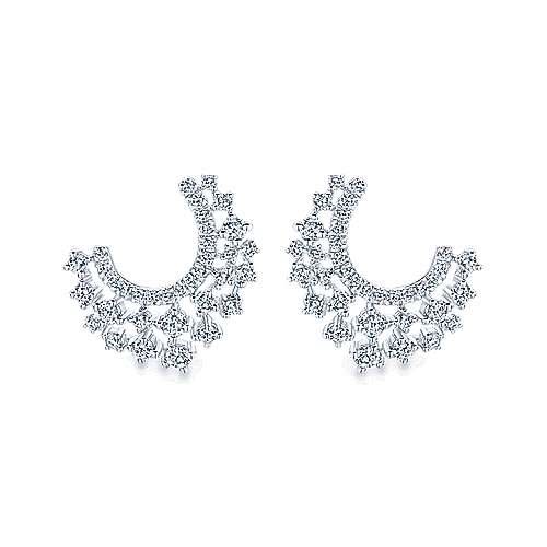 This 14k white gold diamond stud earring pair features one half carats of diamonds.