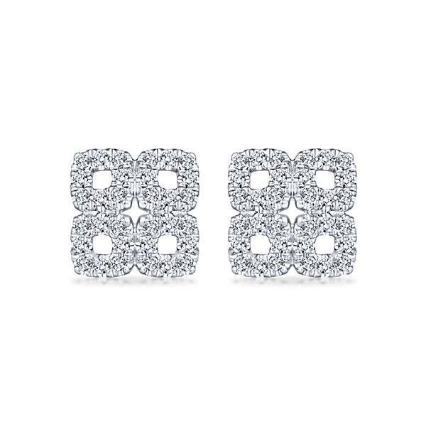 14k white gold diamond stud earrings with 0.45 carats of diamonds.