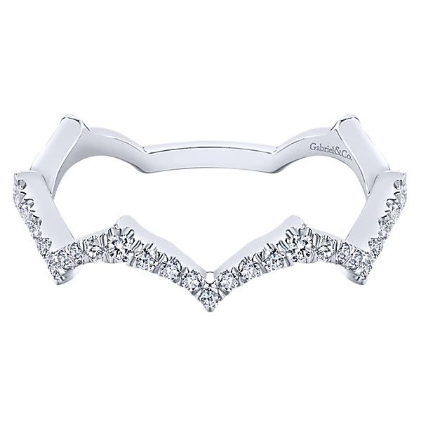 14K White Gold Diamond Tiara Stackable Ring