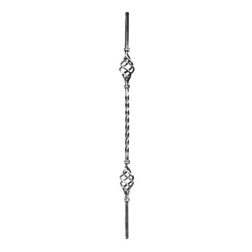 Picket W/Dbl Basket & Twist 1/2" Sq Matl 35-7/16"H