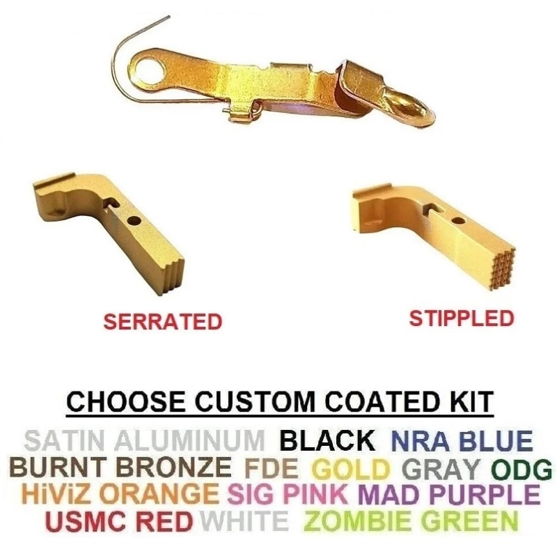 GHOST Extended Slide Stop Release and Magazine Release For GLOCK, Gen 1 2 3  Cerakote, Chrome, TiN Gold