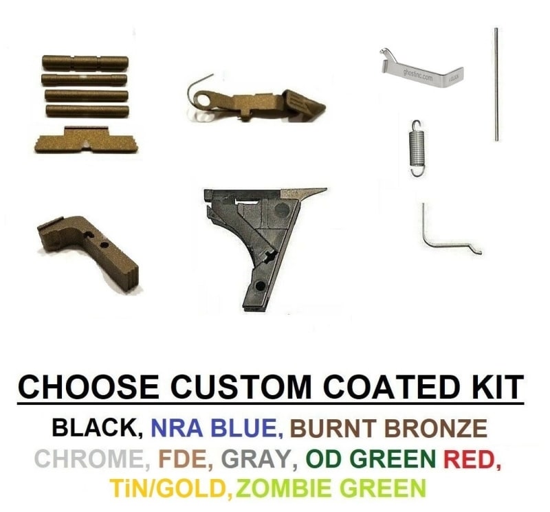 Lower Parts Kit  With Extended Controls For Polymer80, Fits GLOCK Models 20, 21 Gen 1 - 3 With Out Trigger, Cerakote, TiN Gold