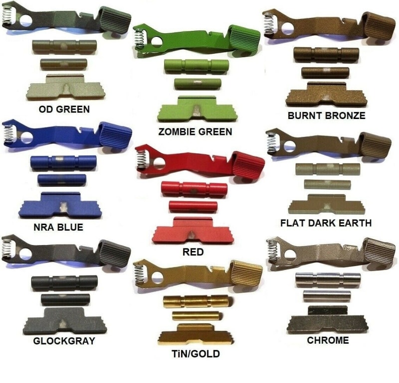 TANGO DOWN VICKERS Slide Stop Release and Extended Control Kit For GLOCK 43X, 48 Cerakote, Chrome, TiN/Gold