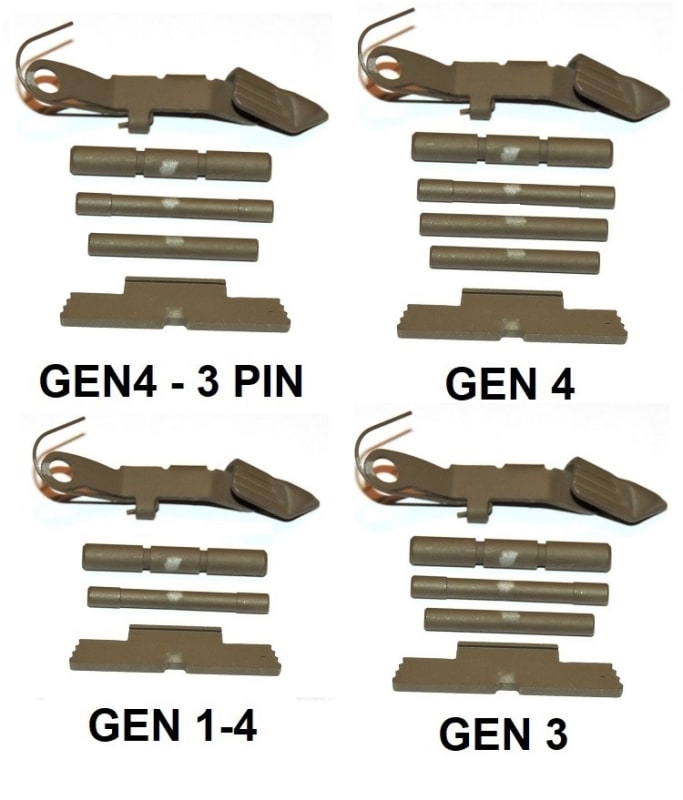 Flat Dark Earth (FDE) Extended Control Kits For Glock GEN 1 2 3 4