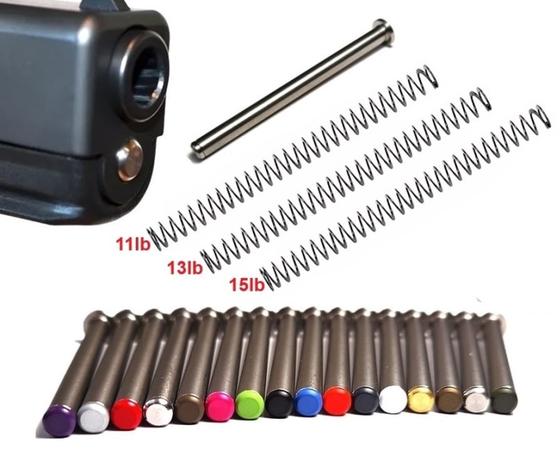 GoTo SPORTS GEAR Reduced Power Recoil Guide Rod Kit For Glock G17, 17L,  20, 21, 22, 24, 31, 34, 35, 37 Gen 1 2 3 Non Captured Stainless Steel Guide Rod, Cerakote, Chrome, TiN Gold
