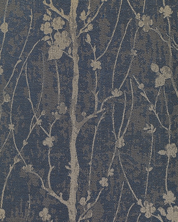 twilight blue floral vine jacquard textile