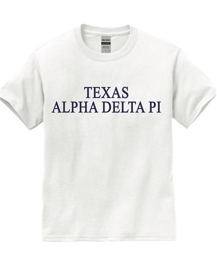 White T-Shirt (texas style)- Texas Alpha Delta Pi (navy)
