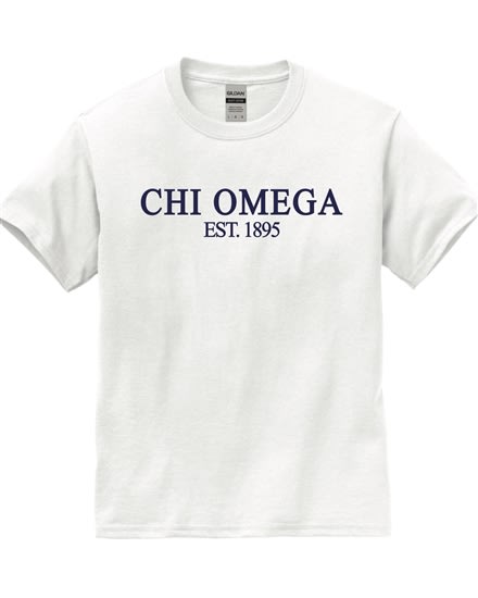 White T-Shirt (classic style) - Chi Omega (navy)