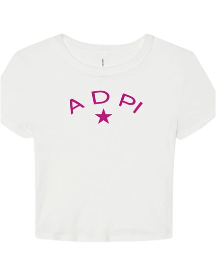 White Baby Tee- Classic Pink- Alpha Delta Pi