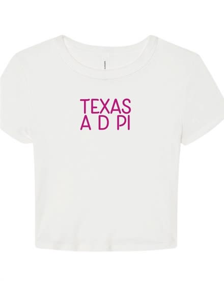White Baby Tee - Texas Simple (Pink)- Alpha Delta Pi