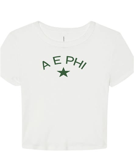 White Baby Tee - Star (Green) - Alpha Epsilon Phi