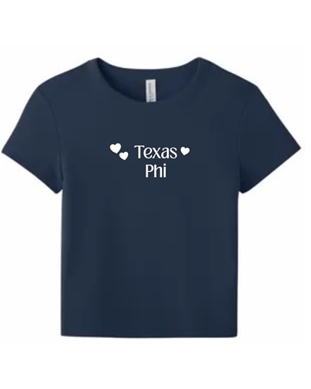 Navy Baby Tee - TX White Hearts - Alpha Epsilon Phi