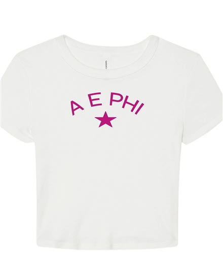 White Baby Tee- Star (Pink) - Alpha Epsilon Phi