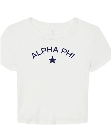 White Baby Tee - Star (Navy) - Alpha Phi