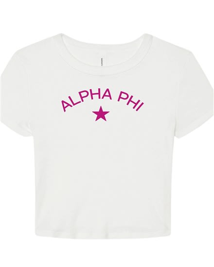 White Baby Tee- Star (Pink) - Alpha Phi