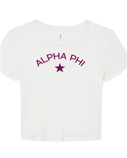 White Baby Tee- Star (Wine) - Alpha Phi