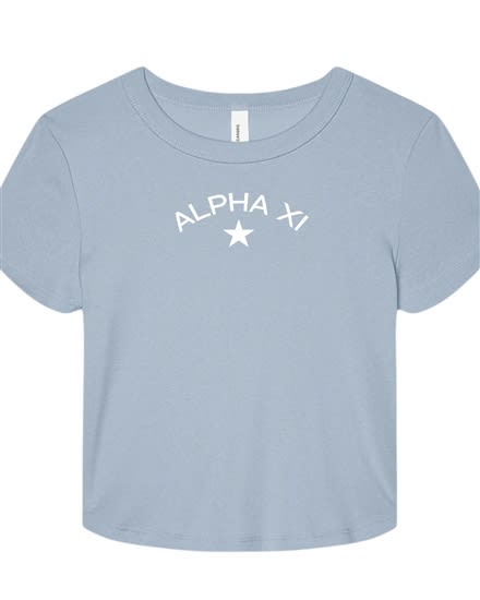 Lt Blue Baby Tee - Star - Alpha Xi Delta