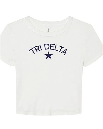 White Baby Tee- Star (Navy) - Tri Delta