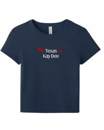 Navy Baby Tee - TX Red Hearts - Kappa Delta