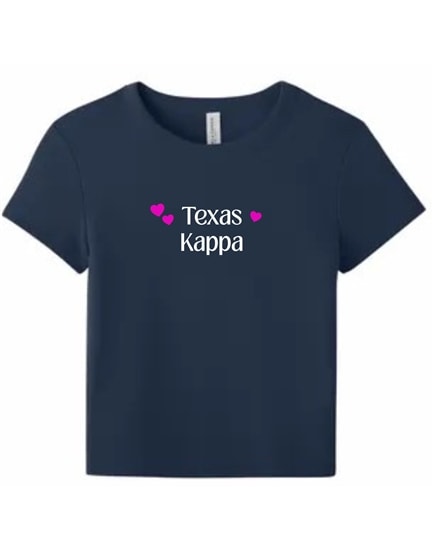 Navy Baby Tee - TX Pink Hearts - Kappa