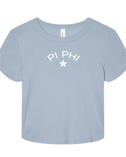 Lt Blue Baby Tee - Star (White) - Pi Phi