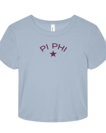 Lt Blue Baby Tee - Star (Wine) - Pi Phi