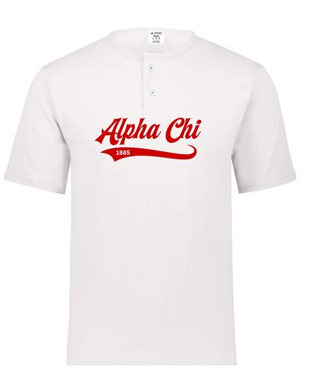 White Henley - Baseball (Red) - Alpha Chi