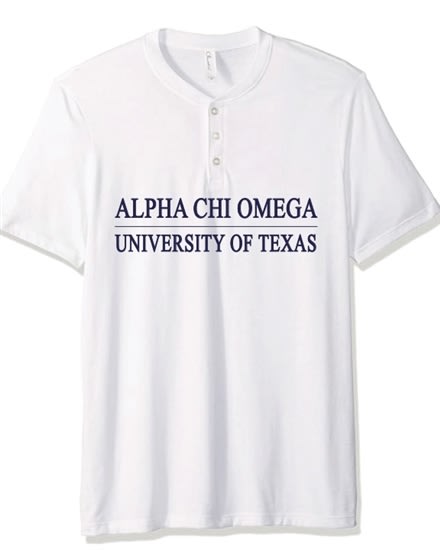 White Henley - Texas Line (Navy) - Alpha Chi