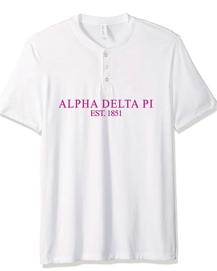 White Henley - Classic Pink - Alpha Delta Pi