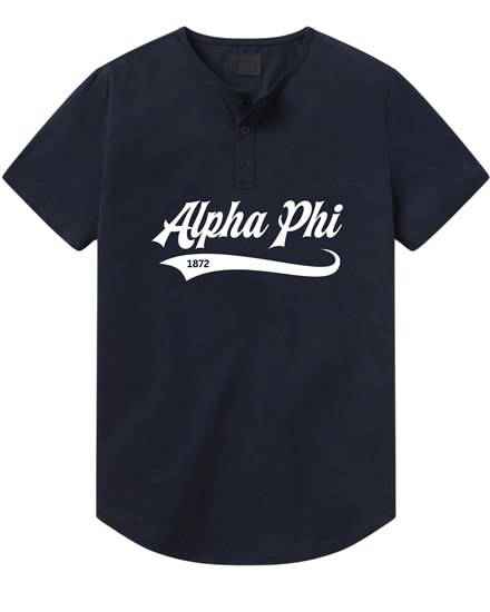 Navy Henley - Baseball (White) - Alpha Phi