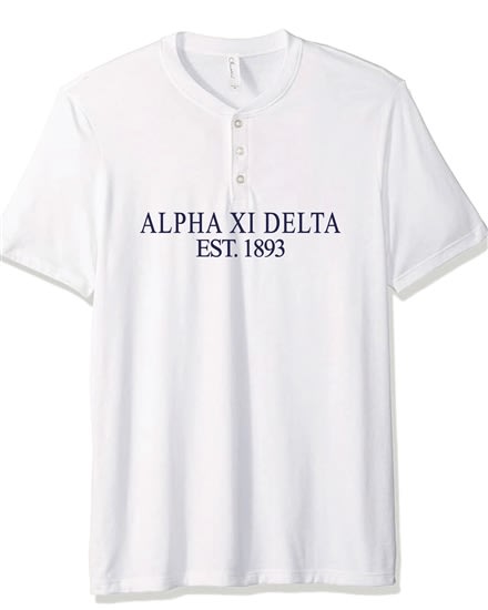 White Henley - Classic (Navy) - Alpha Xi Delta