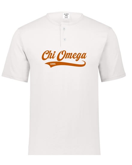 White Henley - Baseball (Burnt Orange) - Chi Omega
