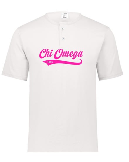 White Henley - Baseball (Pink) - Chi Omega