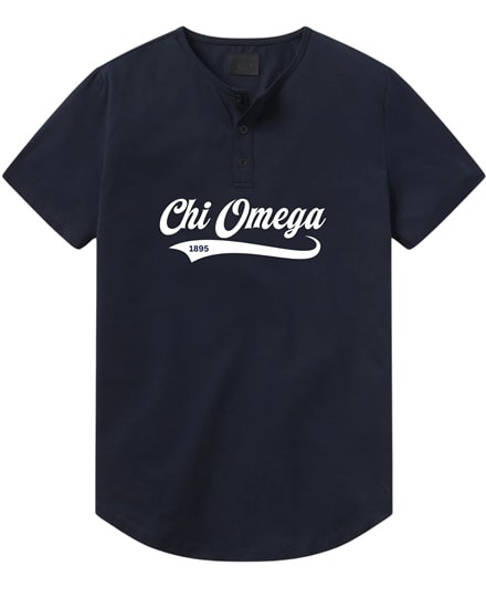 Navy Henley - Baseball (White) - Chi Omega